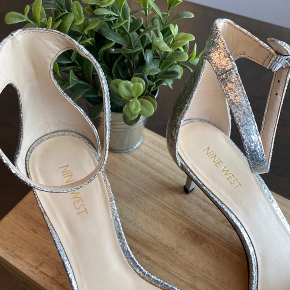 Nine West glitter silver sandals heel - Picture 5 of 9